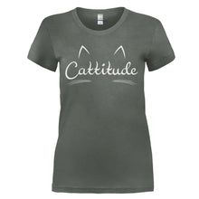 Load image into Gallery viewer, Cattitude - T Shirt - CATTITUDE_-_Ladies_-_charcoal