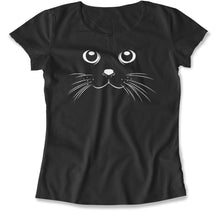 Load image into Gallery viewer, Cat Face - T Shirt - CAT_FACE_-_women_-_black