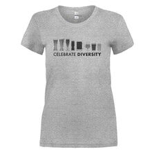 Load image into Gallery viewer, Celebrate Diversity - Beer - T Shirt - CELEBRATE-DIVERSITY---BEER--Ladies---Grey