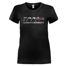 Load image into Gallery viewer, Celebrate Diversity - Golf Clubs - T Shirt - CELEBRATE-DIVERSITY---GOLF-CLUBS--Ladies---Black