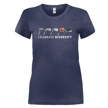 Load image into Gallery viewer, Celebrate Diversity - Golf Clubs - T Shirt - CELEBRATE-DIVERSITY---GOLF-CLUBS--Ladies---Navy