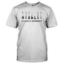 Load image into Gallery viewer, Celebrate Diversity - Bass Guitar - T Shirt - CELEBRATE_DIVERSITY_-_BASS_GUITAR_-_Men_-_White