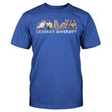 Load image into Gallery viewer, Celebrate Diversity - Cats - T Shirt - CELEBRATE_DIVERSITY_-_CATS_-_Men_-_royalblue