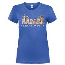 Load image into Gallery viewer, Celebrate Diversity - Dogs - T Shirt - CELEBRATE_DIVERSITY_-_DOGS-_Ladies_-_Royal
