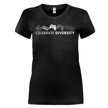 Load image into Gallery viewer, Celebrate Diversity - Game Consoles - T Shirt - CELEBRATE_DIVERSITY_-_GAME_CONSOLES_-_Ladies_-_black
