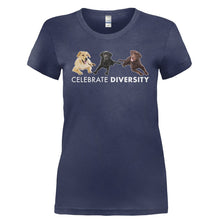 Load image into Gallery viewer, Celebrate Diversity - Labradors - T Shirt - CELEBRATE_DIVERSITY_-_LABRADORS-_Ladies_-_Navy