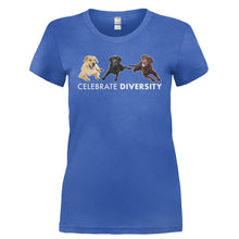 Load image into Gallery viewer, Celebrate Diversity - Labradors - T Shirt - CELEBRATE_DIVERSITY_-_LABRADORS-_Ladies_-_Royal