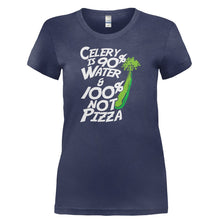 Load image into Gallery viewer, Celery is 95% Water and 100% Not Pizza - T Shirt - CELERY_IS_95__WATER_AND_100__NOT_PIZZA-_Ladies_-_Navy