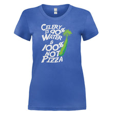 Load image into Gallery viewer, Celery is 95% Water and 100% Not Pizza - T Shirt - CELERY_IS_95__WATER_AND_100__NOT_PIZZA-_Ladies_-_Royal