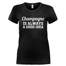 Load image into Gallery viewer, Champagne Is Always A Good Idea - T Shirt - CHAMPAGNE_IS_ALWAYS_A_GOOD_IDEA-_Ladies_-_Black