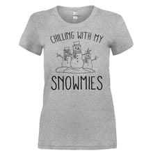 Load image into Gallery viewer, Chilling With My Snowmies - T Shirt - CHILLING_WITH_MY_SNOWMIES-_Ladies_-_Grey