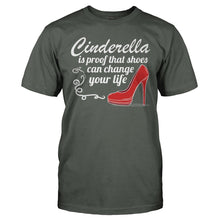 Load image into Gallery viewer, Cinderella Is Proof That Shoes Can Change Your Life - T Shirt - CINDERELLA_IS_PROOF_THAT_SHOES_CAN_CHANGE_YOUR_LIFE_-_Men_-_charcoal