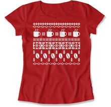 Load image into Gallery viewer, Coffee - Ugly Christmas Sweater - T Shirt - COFFEE_-_UGLY_CHRISTMAS_SWEATER_women_red