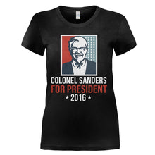 Load image into Gallery viewer, Colonel Sanders For President - T Shirt - COLONEL_SANDERS_FOR_PRESIDENT_-_Ladies_-_black