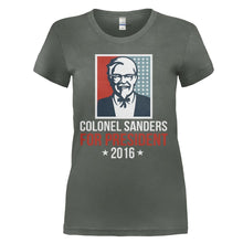 Load image into Gallery viewer, Colonel Sanders For President - T Shirt - COLONEL_SANDERS_FOR_PRESIDENT_-_Ladies_-_charcoal