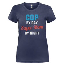 Load image into Gallery viewer, Cop By Day. Super Mom By Night - T Shirt - COP_BY_DAY._SUPER_MOM_BY_NIGHT-_Ladies_-_Navy