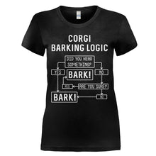 Load image into Gallery viewer, Corgi Barking Logic - T Shirt - CORGI_BARKING_LOGIC_-_Ladies_-_black