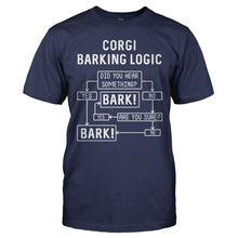 Load image into Gallery viewer, Corgi Barking Logic - T Shirt - CORGI_BARKING_LOGIC_-_Men_-_navyblue