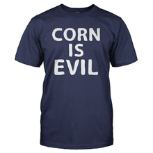 Load image into Gallery viewer, Corn Is Evil - T Shirt - CORN_IS_EVIL_-_Men_-_navyblue