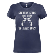 Load image into Gallery viewer, Country Girls Just Want to Have Guns - T Shirt - COUNTRY_GIRLS_JUST_WANT_TO_HAVE_GUNS-_Ladies_-_Navy