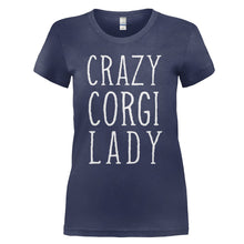 Load image into Gallery viewer, Crazy Corgi Lady - T Shirt - CRAZY_CORGI_LADY_-_Ladies_-_navyblue