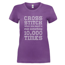 Load image into Gallery viewer, Cross Stitch, When You Need To Stab Something 10,000 Times - T Shirt - CROSS_STITCH_WHEN_YOU_NEED_TO_STAB_SOMETHING_10_000_TIMES_-_Ladies_-_purple