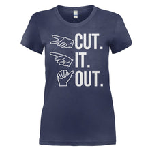 Load image into Gallery viewer, Cut. It. Out. - T Shirt - CUT_IT_OUT_-_ladies_-_navy