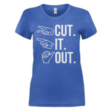 Load image into Gallery viewer, Cut. It. Out. - T Shirt - CUT_IT_OUT_-_ladies_-_royal