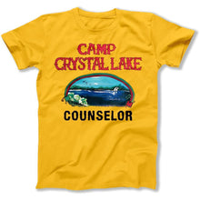 Load image into Gallery viewer, Camp Crystal Lake Counselor - T Shirt - Camp_Crystal_Lake_Counselor_men_yellow