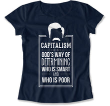 Load image into Gallery viewer, Capitalism - T Shirt - Capitalism_women_navy