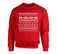 Load image into Gallery viewer, Cats - Ugly Christmas Sweater - T Shirt - Cats_-_Ugly_Christmas_Sweater_crewneck_red