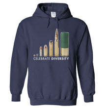 Load image into Gallery viewer, Celebrate Diversity - Bullets - T Shirt - Celebrate-Diversity---Bullets---hoodie---Navy