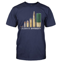 Load image into Gallery viewer, Celebrate Diversity - Bullets - T Shirt - Celebrate-Diversity---Bullets---men---Navy-Blue