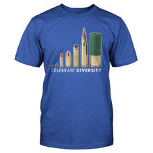 Load image into Gallery viewer, Celebrate Diversity - Bullets - T Shirt - Celebrate-Diversity---Bullets---men---Royal-Blue