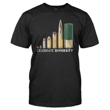 Load image into Gallery viewer, Celebrate Diversity - Bullets - T Shirt - Celebrate-Diversity---Bullets---men---black