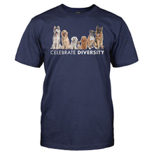 Load image into Gallery viewer, Celebrate Diversity - Dogs - T Shirt - Celebrate_Diversity_-_Dogs_men_navy
