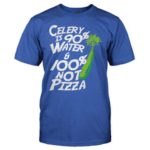 Load image into Gallery viewer, Celery is 95% Water and 100% Not Pizza - T Shirt - Celery_is_95_Water_and_100_Not_Pizza_royal