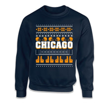 Load image into Gallery viewer, Chicago - Ugly Christmas Sweater - T Shirt - Chicago_-_Ugly_Christmas_Sweater_crewneck_navy