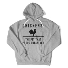 Load image into Gallery viewer, Chickens: The Pet That Poops Breakfast - T Shirt - Chicken_The_Pet_That_Poops_Breakfast_hoodie_sport_grey
