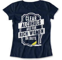 Load image into Gallery viewer, Clear Alcohols are For Rich Women On Diets - T Shirt - Clear_Alcohols_are_For_Rich_Women_On_Diets_women_navy