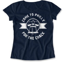 Load image into Gallery viewer, Come to Philly For The Crack - T Shirt - Come_to_Philly_For_The_Crack_women_navy