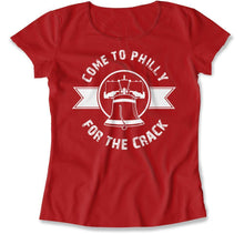 Load image into Gallery viewer, Come to Philly For The Crack - T Shirt - Come_to_Philly_For_The_Crack_women_red