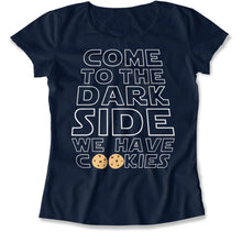 Load image into Gallery viewer, Come to the Dark Side, We Have Cookies - T Shirt - Come_to_the_Dark_Side_We_Have_Cookies_women_navy