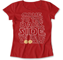 Load image into Gallery viewer, Come to the Dark Side, We Have Cookies - T Shirt - Come_to_the_Dark_Side_We_Have_Cookies_women_red