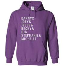 Load image into Gallery viewer, Danny &amp; Joey &amp; Jesse &amp; Becky &amp; DJ &amp; Stephanie &amp; Michelle - T Shirt - DANNY___JOEY___JESSE___BECKY___DJ___STEPHANIE___MICHELLE_-_hoodies_-_purple