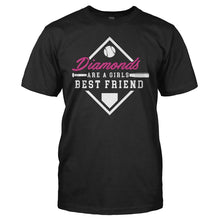 Load image into Gallery viewer, Diamonds are a girls best friend - Softball/Baseball - T Shirt - DIAMONDS_ARE_A_GIRLS_BEST_FRIEND_-_SOFTBALL_BASEBALL_men_black