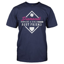 Load image into Gallery viewer, Diamonds are a girls best friend - Softball/Baseball - T Shirt - DIAMONDS_ARE_A_GIRLS_BEST_FRIEND_-_SOFTBALL_BASEBALL_men_navy