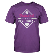 Load image into Gallery viewer, Diamonds are a girls best friend - Softball/Baseball - T Shirt - DIAMONDS_ARE_A_GIRLS_BEST_FRIEND_-_SOFTBALL_BASEBALL_men_purple