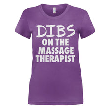 Load image into Gallery viewer, Dibs On The Massage Therapist - T Shirt - DIBS_ON_THE_MASSAGE_THERAPIST_-_Ladies_-_purple