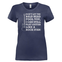 Load image into Gallery viewer, Don't Let The Bald Head Fool You - Guitar - T Shirt - DON_T_LET_THE_BALD_HEAD_FOOL_YOU_-_GUITAR-_Ladies_-_Navy
